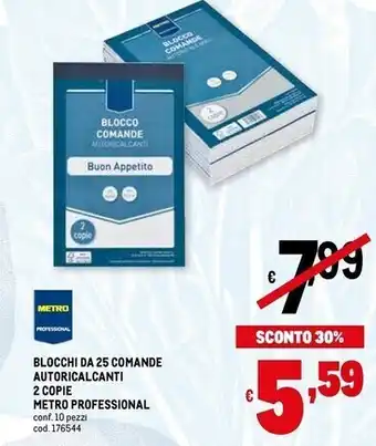 Metro Metro professional blocchi da 25 comande autoricalcanti 2 copie offerta