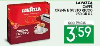 Eurocash LAVAZZA CAFFÈ CREMA E GUSTO RICCO 250 GR X 2 offerta