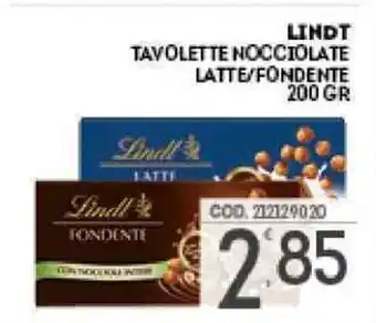 Eurocash LINDT TAVOLETTE NOCCIOLATE LATTE/FONDENTE 200 GR offerta