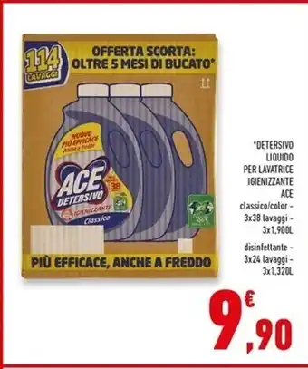 Conad Superstore Ace detersivo liquido per lavatrice igienizzante offerta