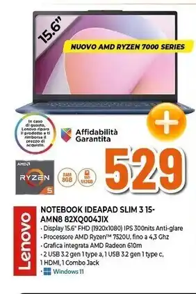 Expert Lenovo notebook ideapad slim 3 15-amn8 82xq004jix offerta