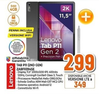 Lenovo tab p11 (2nd gen) zabf0394se
