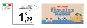 Conad BURRO SENZA LATTOSIO CONAD ALIMENTUM 125 g offerta