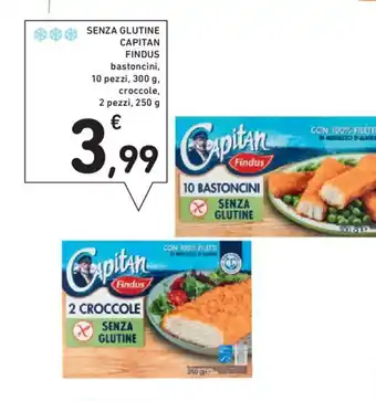 Conad SENZA GLUTINE CAPITAN FINDUS bastoncini, 10 pezzi, 300 g, offerta