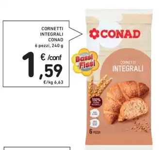 Conad CORNETTI INTEGRALI CONAD 6 pezzi, 240 g offerta
