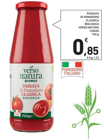 Conad PASSATA DI POMODORO CLASSICA BIOLOGICA VERSO NATURA CONAD 700 g offerta