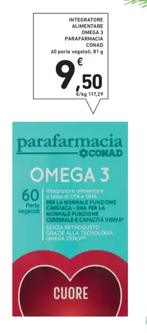 Conad INTEGRATORE ALIMENTARE OMEGA 3 PARAFARMACIA CONAD 60 perle vegetali, 81 g offerta