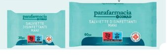 Conad SALVIETTE DISINFETTANTI MANI PARAFARMACIA CONAD 20 pezzi, 60 pezzi offerta