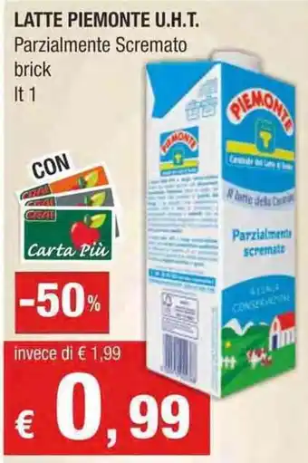 Crai LATTE PIEMONTE U.H.T. Parzialmente Scremato brick lt 1 offerta