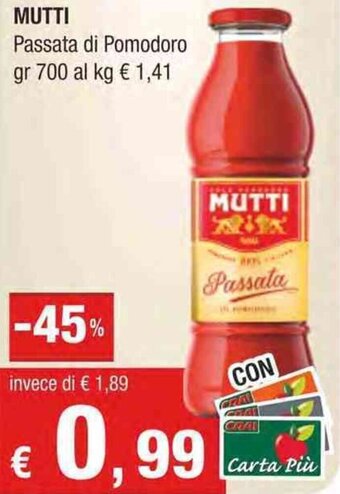 Crai MUTTI Passata di Pomodoro gr 700 offerta