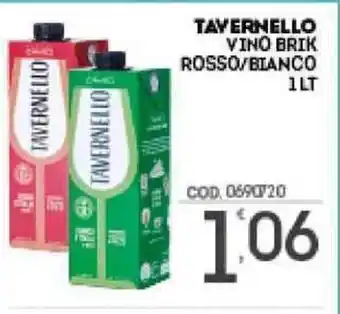 Eurocash TAVERNELLO VINO BRIK ROSSO/BIANCO 1 LT offerta