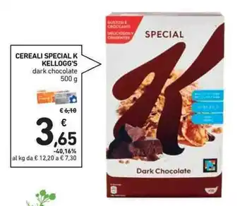 Spazio Conad CEREALI SPECIAL K KELLOGG'S dark chocolate 500 g offerta