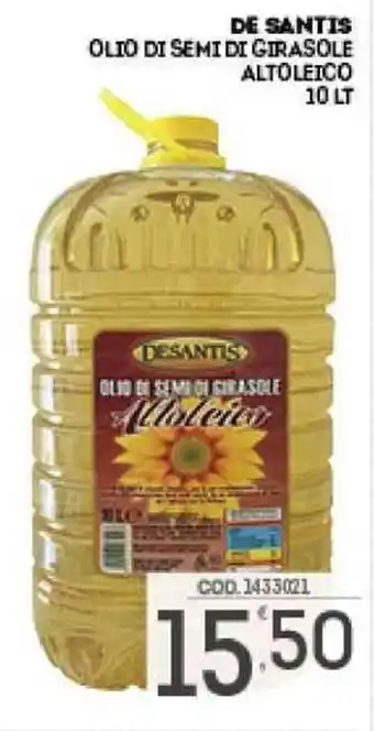 DE SANTIS OLIO DI SEMI DI GIRASOLE ALTOLEICO 10 LT