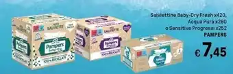 Iper La Grande Pampers salviette baby - dry fresh, acqua pura o sensitive progressi offerta