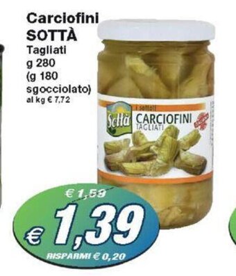 Prix Quality Carciofini SOTTÀ Tagliati g 280 (g 180 sgocciolato) offerta