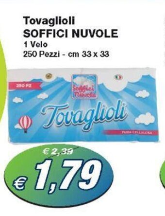 Prix Quality Tovaglioli SOFFICI NUVOLE 1 Velo 250 Pezzi - cm 33 x 33 offerta