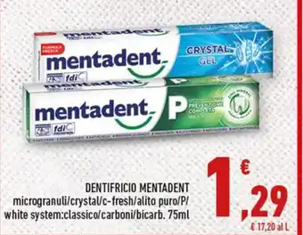 Conad DENTIFRICIO MENTADENT 75ml offerta