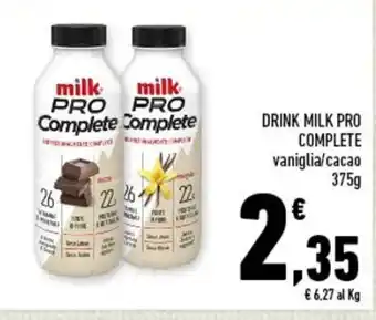 Conad DRINK MILK PRO COMPLETE vaniglia/cacao 375g offerta