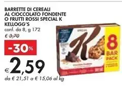Bennet Kelloggs barrette di cereali al cioccolato fondente o frutti rossi special k offerta