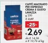 Bennet Lavazza caffè macinato per espresso crema e gusto offerta