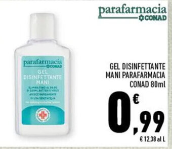 Conad GEL DISINFETTANTE MANI PARAFARMACIA CONAD 80ml offerta