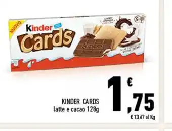 Conad KINDER CARDS latte e cacao 128g offerta