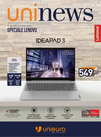 Unieuro Lenovo IDEAPAD 3 82KU02081X offerta