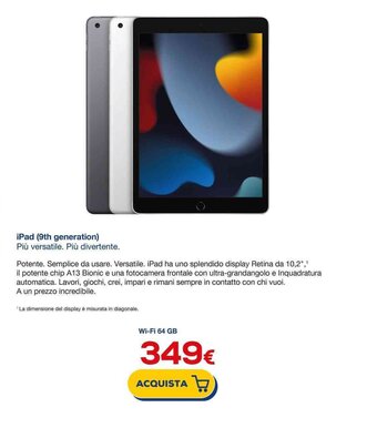 Euronics iPad (9th generation) offerta