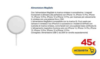 Euronics Alimentatore MagSafe offerta