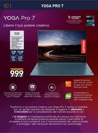 Unieuro Lenovo YOGA PRO 7 82Y7005HIX offerta