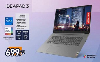 Unieuro Lenovo IDEAPAD 3 82H900RPIX offerta
