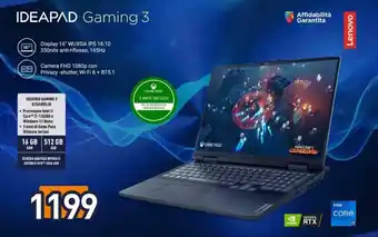 Unieuro Lenovo IDEAPAD GAMING 3 825A00ELIX offerta