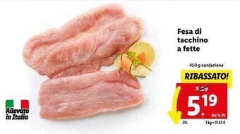 Lidl Fesa di tacchino a fette 450 g offerta