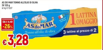 Galassia AS DO MAR TONNO ALL'OLIO DI OLIVA 3x 120 g offerta