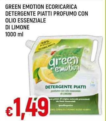 Galassia GREEN EMOTION ECORICARICA DETERGENTE PIATTI PROFUMO CON OLIO ESSENZIALE DI LIMONE 1000 ml offerta