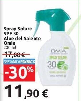 Carrefour Spray Solare SPF 30 Aloe del Salento Omia 200 ml offerta