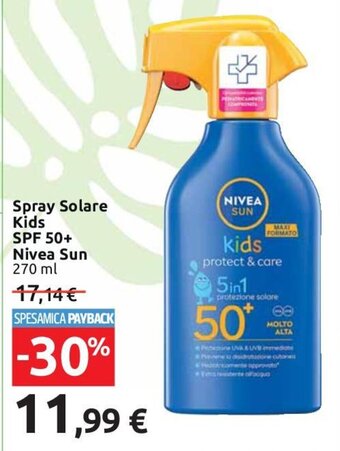 Carrefour Spray Solare Kids SPF 50+ Nivea Sun 270 ml offerta