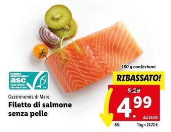 Lidl Gastronomia di Mare Filetto di salmone senza pelle 180 g offerta
