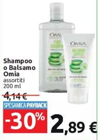 Carrefour Shampoo o Balsamo Omia assortiti 200 ml offerta