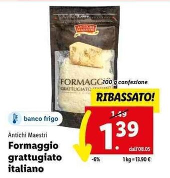 Lidl Antichi Maestri Formaggio grattugiato italiano 100 g offerta