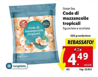 Lidl Ocean Sea Code di mazzancolle tropicali 200 g offerta