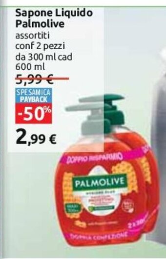 Carrefour Sapone Liquido Palmolive assortiti conf 2 pezzi da 300 ml cad 600 ml offerta