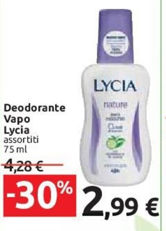 Carrefour Deodorante Vapo Lycia assortiti 75 ml offerta