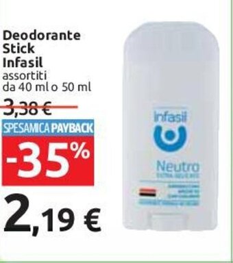 Carrefour Deodorante Stick Infasil assortiti da 40 ml o 50 ml offerta