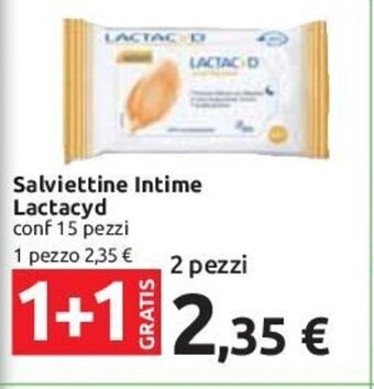 Carrefour Salviettine Intime Lactacyd conf 15 pezzi offerta