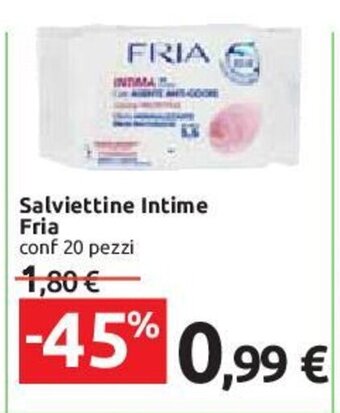 Carrefour Salviettine Intime Fria conf 20 pezzi offerta