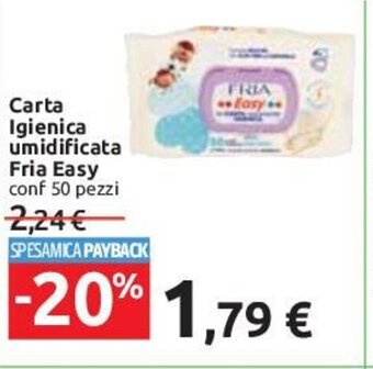 Carrefour Carta Igienica umidificata Fria Easy conf 50 pezzi offerta