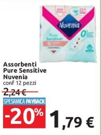 Carrefour Assorbenti Pure Sensitive Nuvenia conf 12 pezzi offerta