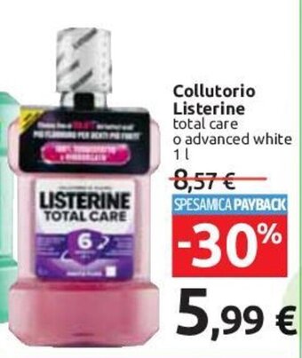 Carrefour Collutorio Listerine total care o advanced white 1 l offerta