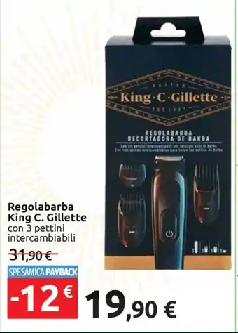 Carrefour Regolabarba King C. Gillette con 3 pettini intercambiabili offerta